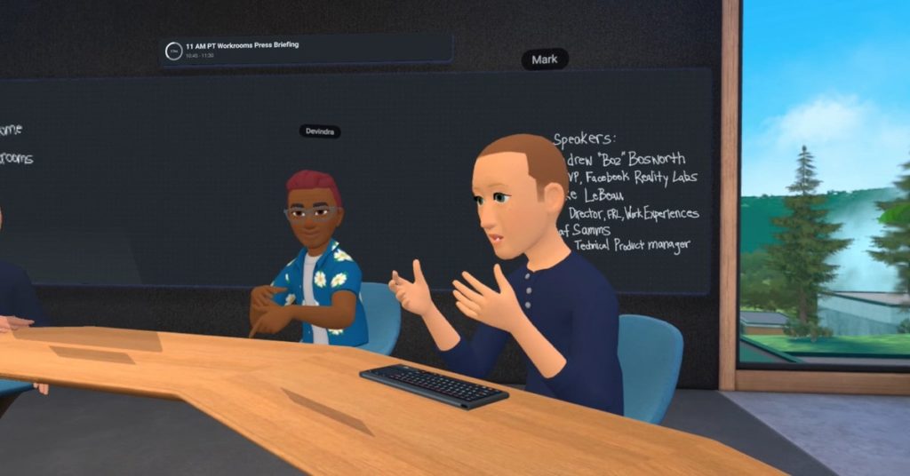 Mark Zuckerberg presenting Horizon Workrooms